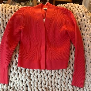 CAbi Vibrant Red Ribbed Cardigan